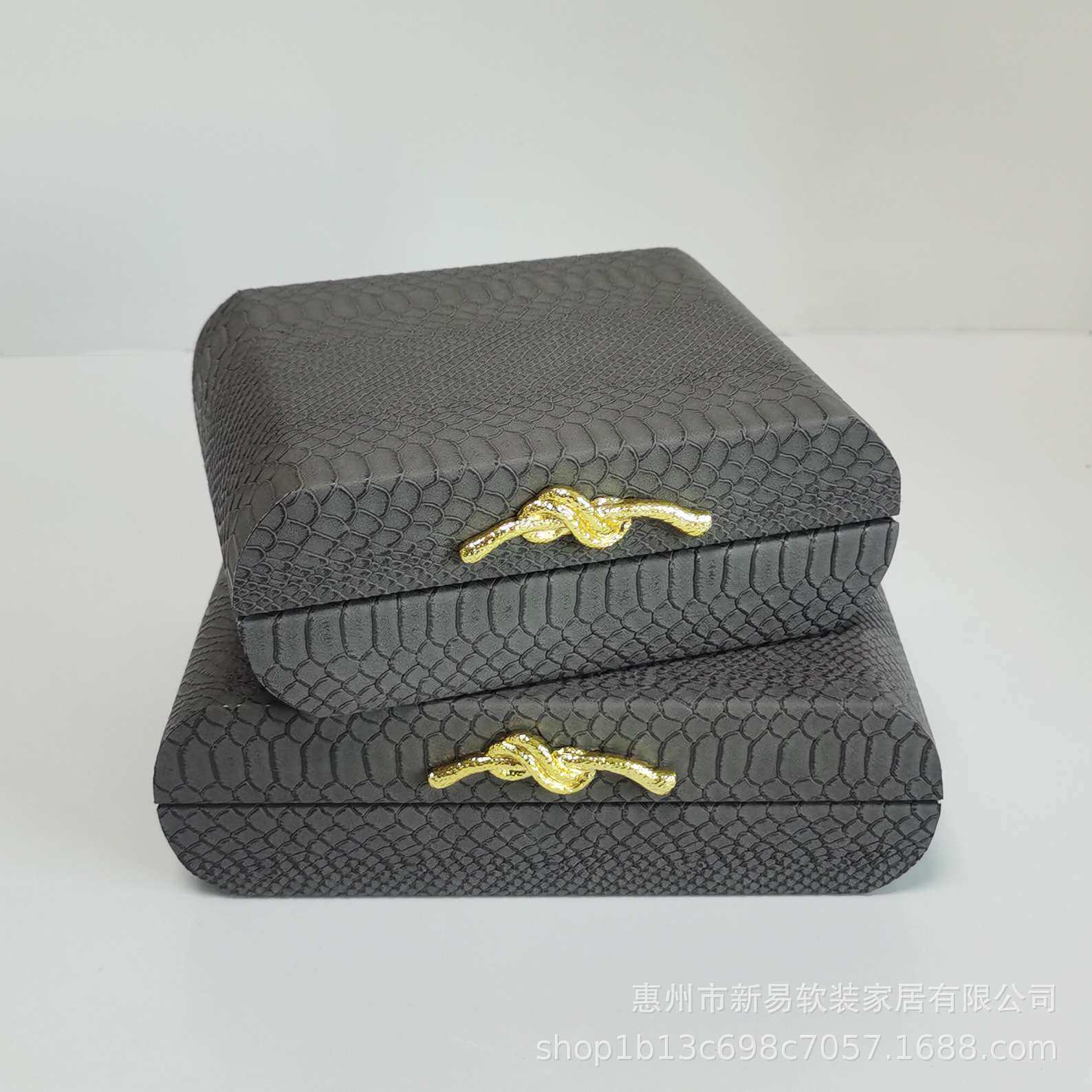 简约轻奢银色绳结首饰盒收纳盒摆件 样板间客厅书房售楼处软装饰