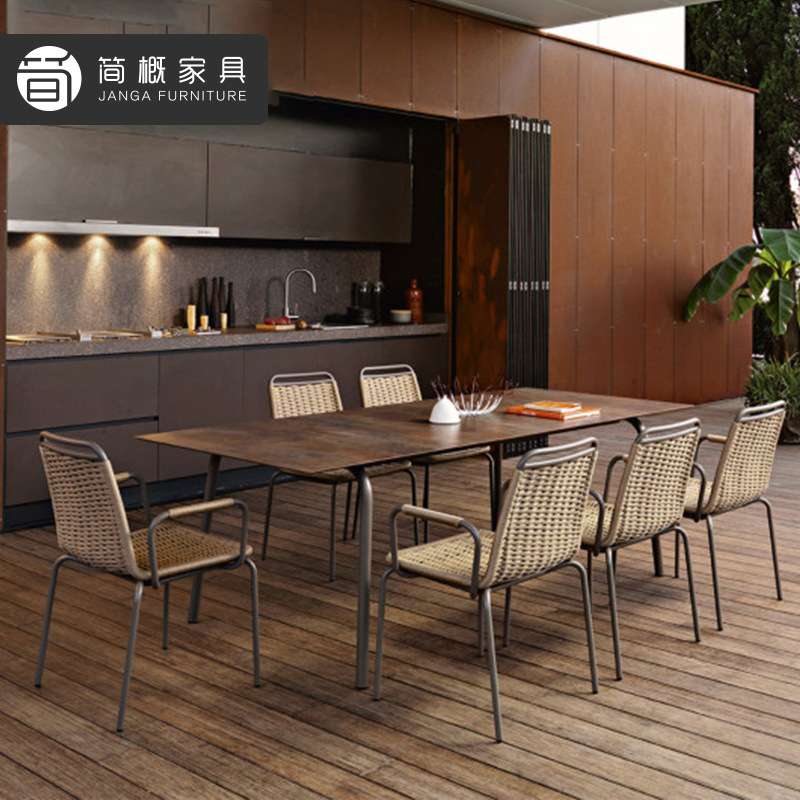 户外家具休闲简约藤椅酒店民宿餐厅音乐餐吧长型餐室外桌椅子