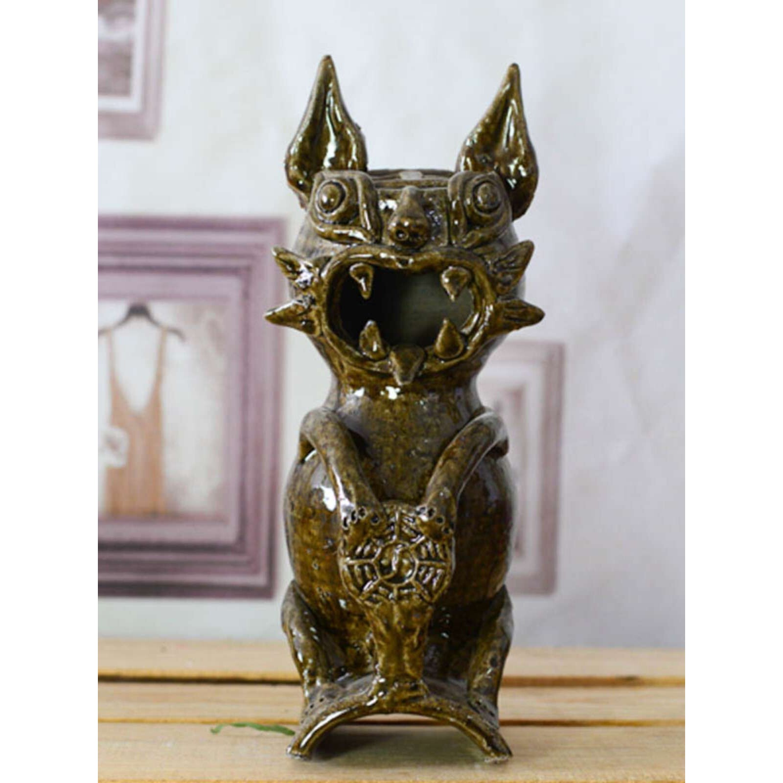 【陶器】瓦猫摆件云南纯手工制作土陶工艺品创意招财猫 家居摆设