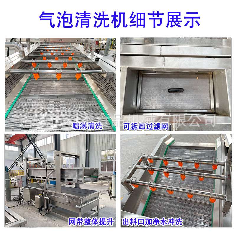 全自动小龙虾清洗机 大枣气泡清洗机设备 网带式豌豆清洗机厂家