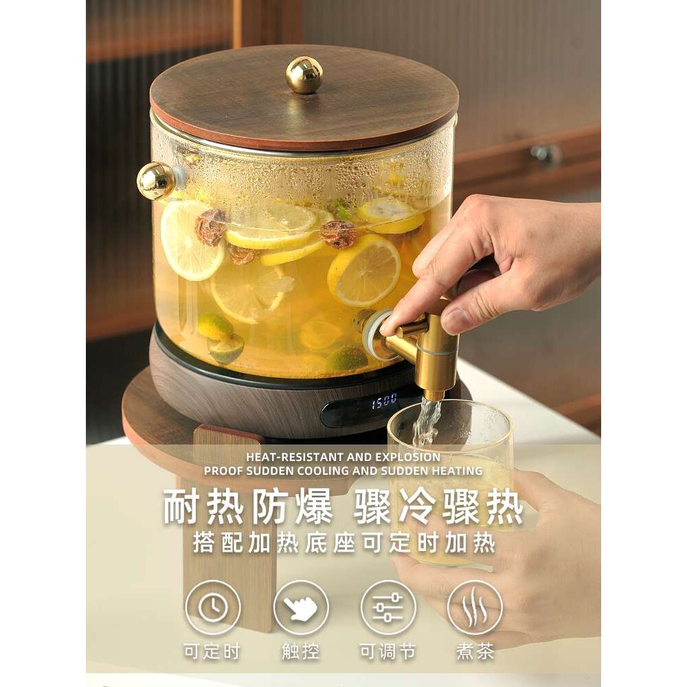 大容量玻璃冷热水壶带龙头耐高温饮料果汁凉养生2025酒店烧水可乐