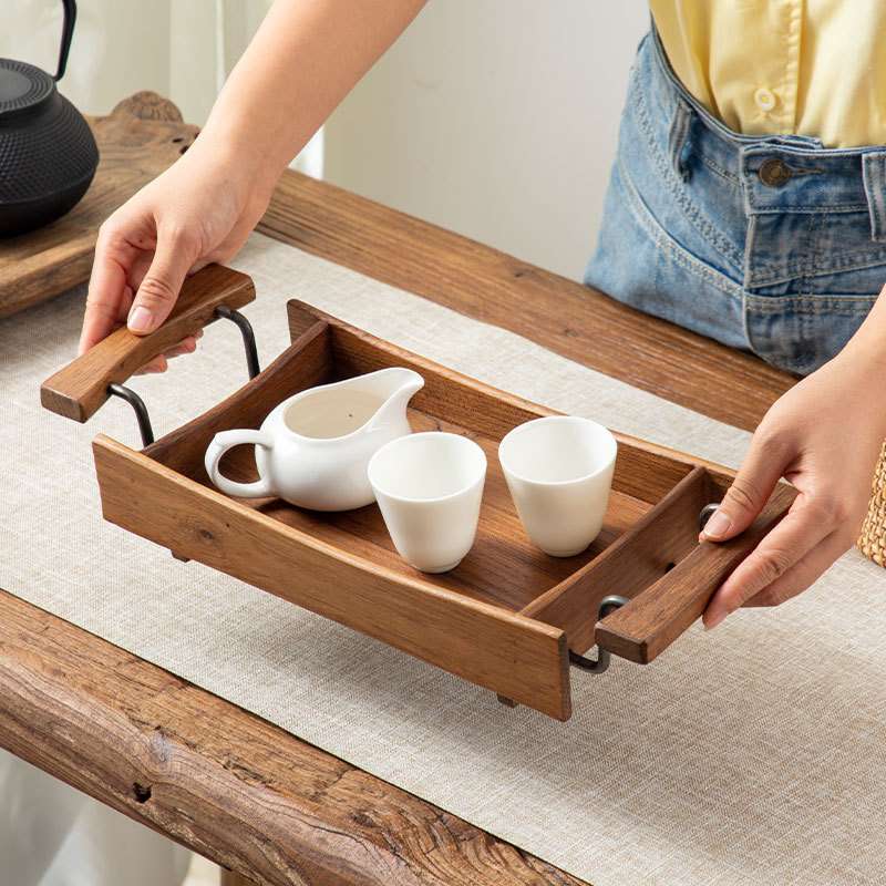 泰国木制食品托盘柚木茶盘茶具托盘实木质长方形家用托盘装饰点心