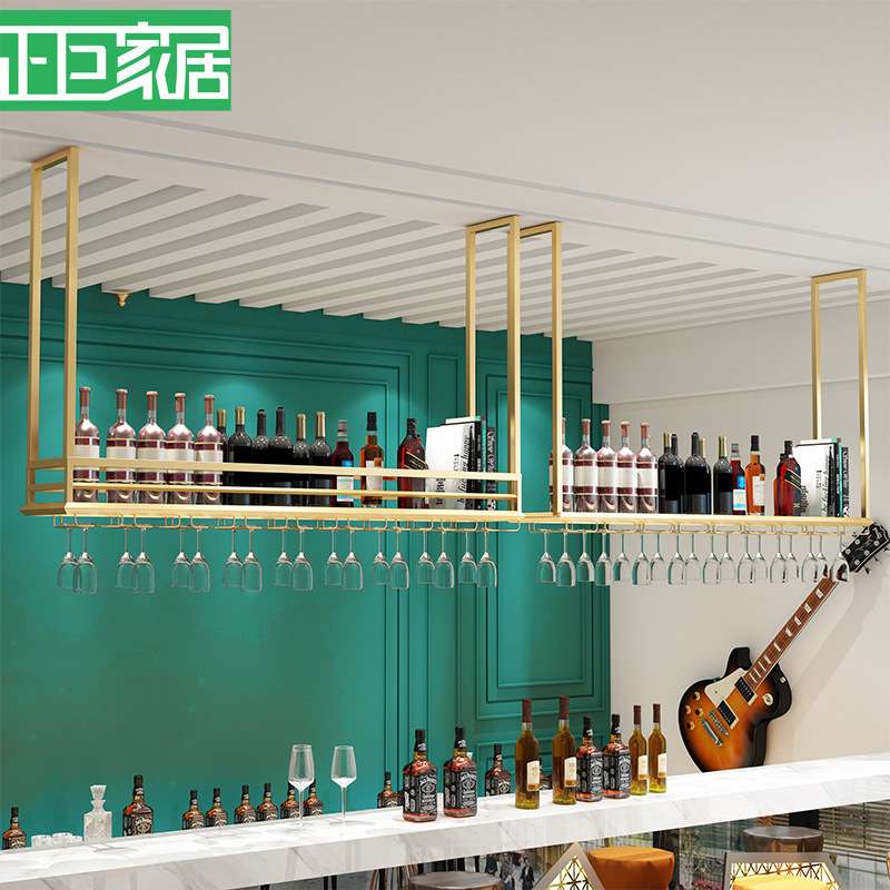 北欧创意倒挂红酒架酒吧餐厅红酒架KTV酒柜吊架吧台家用红酒杯架图片
