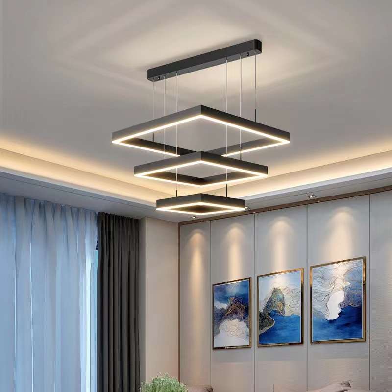 方形客厅吊灯北欧轻奢现代简约led新款办公室灯具餐厅饭桌吧台灯