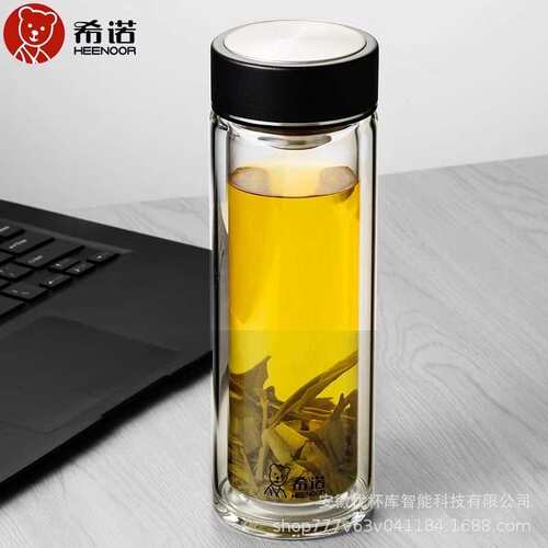 希诺6617新品双层隔热防烫玻璃杯男女士商务泡茶杯家用办公杯子