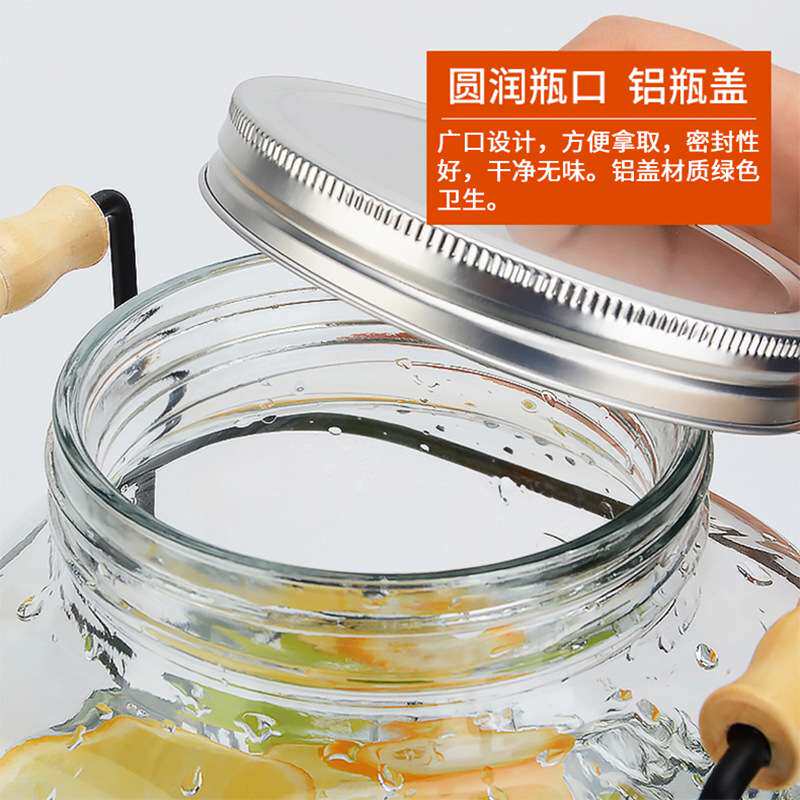 透明玻璃泡酒瓶 带龙头架子加厚高透玻璃 柠檬水桶果汁罐可乐桶
