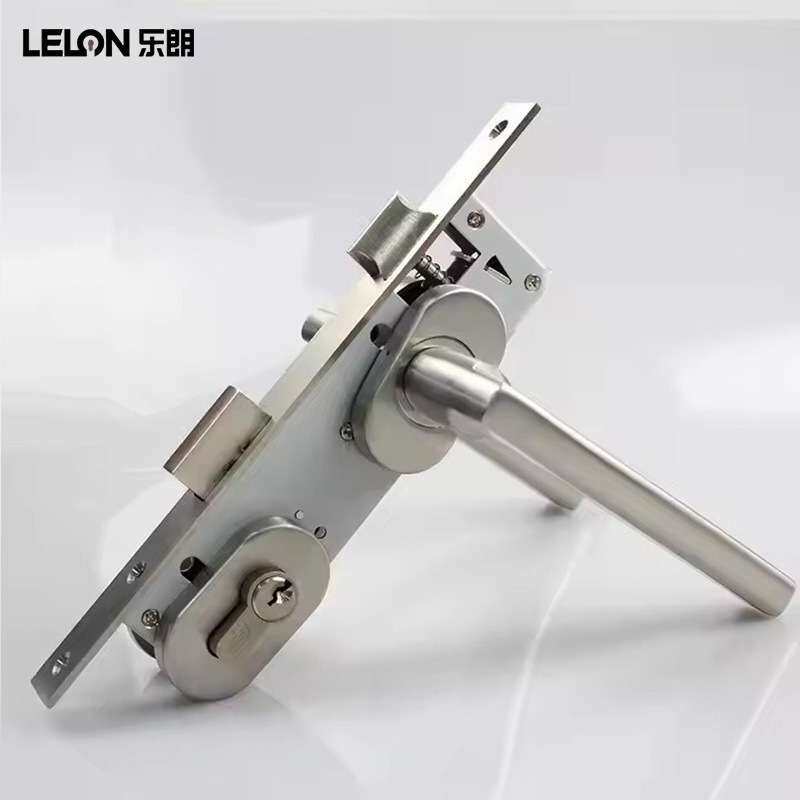 外贸断桥铝平开门锁不锈钢分体把手窄边型材门锁单点锁双面执手锁