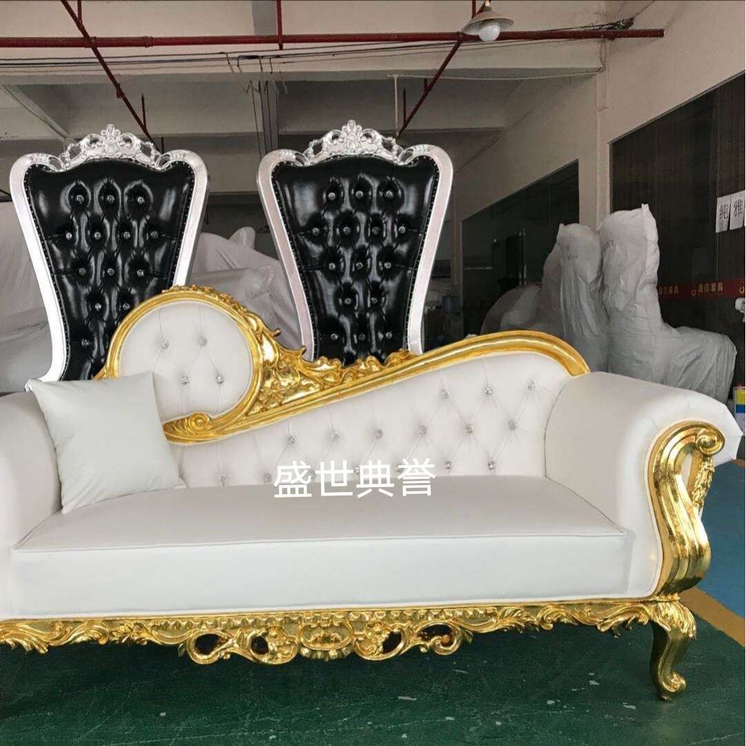 上海外贸婚礼沙发直销 别墅美人榻贵妃椅太妃椅 酒店欧式实木沙发
