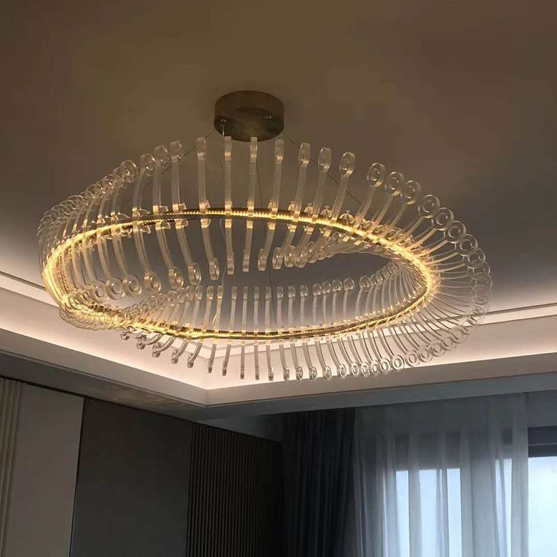 新款客厅灯后现代设计师创意售楼部酒店大吊灯样板间展厅异形鱼骨