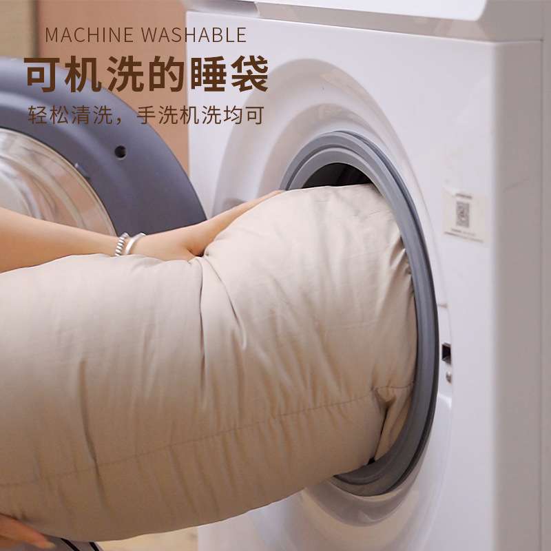 加大单人棉睡袋伸手睡袋可水洗户外露营保暖仿羽棉秋冬睡袋-睡饼