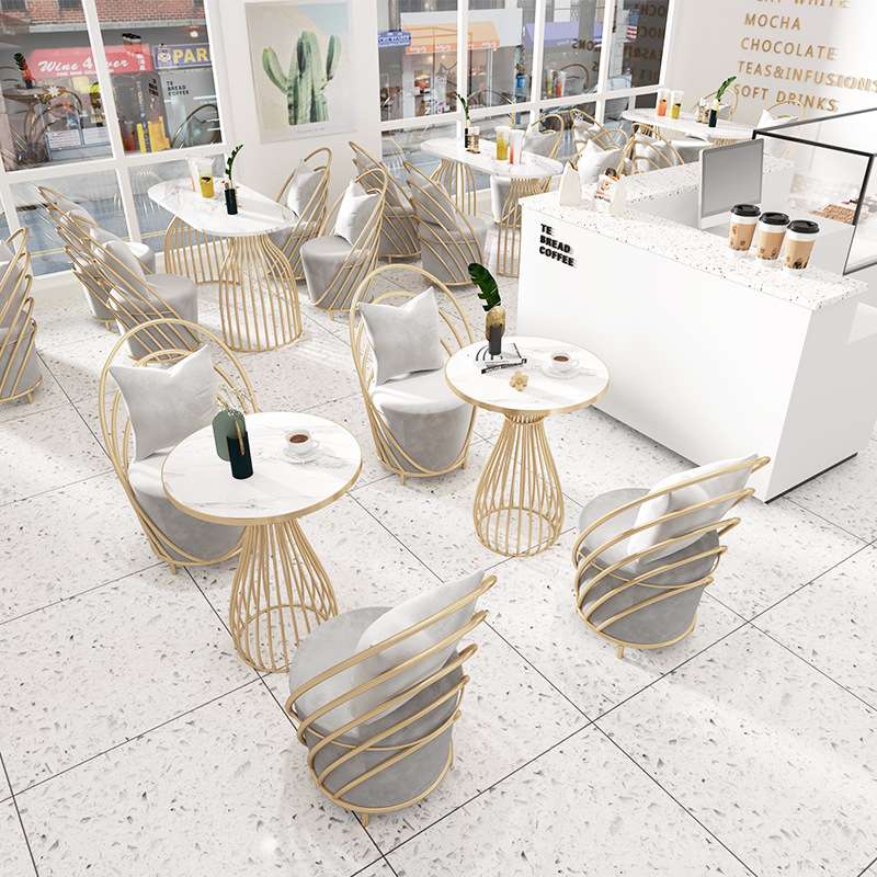 简约清新奶茶店桌椅组合网红咖啡厅甜品店餐饮座椅北欧风卡座沙发