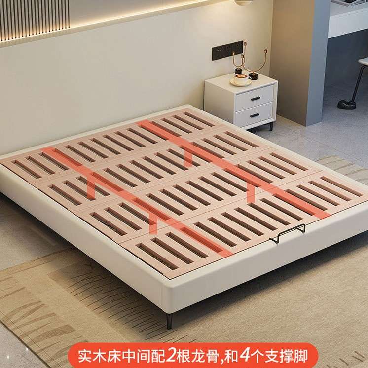 无床头排骨架床榫卯床板床现代简约齐边双人实木悬浮床工厂直销