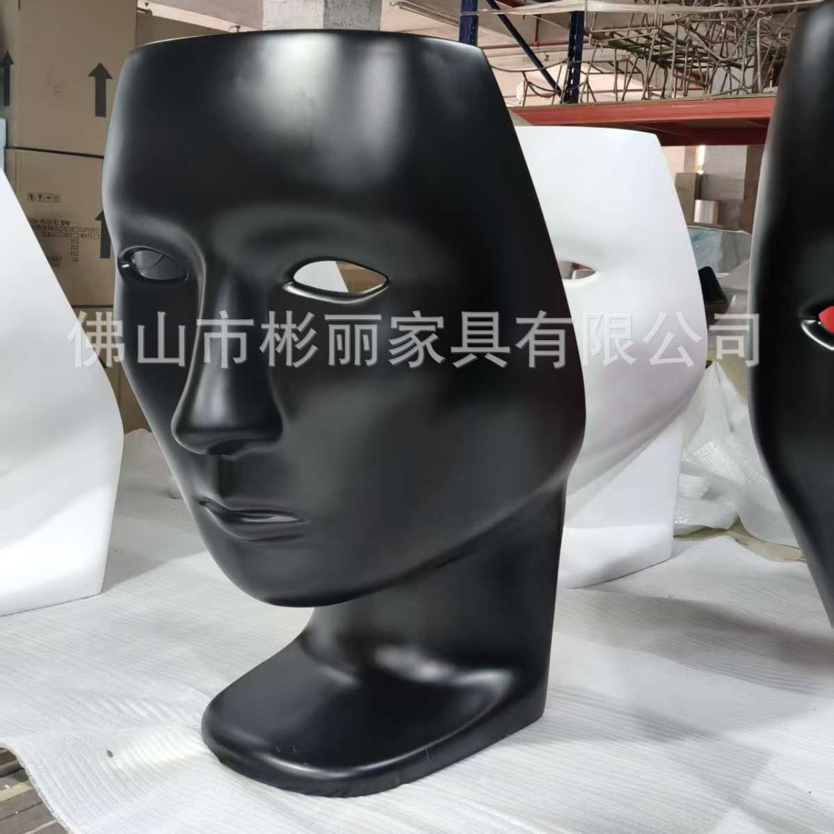 创意时尚造型美人脸面具型椅子扶手玻璃钢琴漆户外商场休闲凳躺椅
