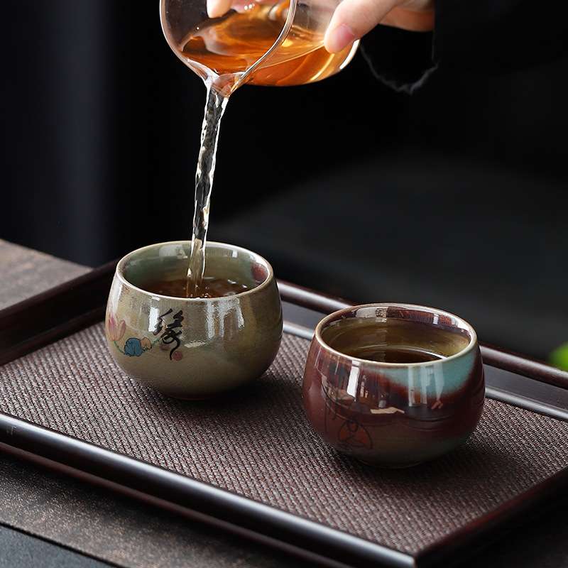 手绘插画罗汉杯个人杯品茗杯个人专用茶杯陶瓷功夫品茗杯日式茶杯