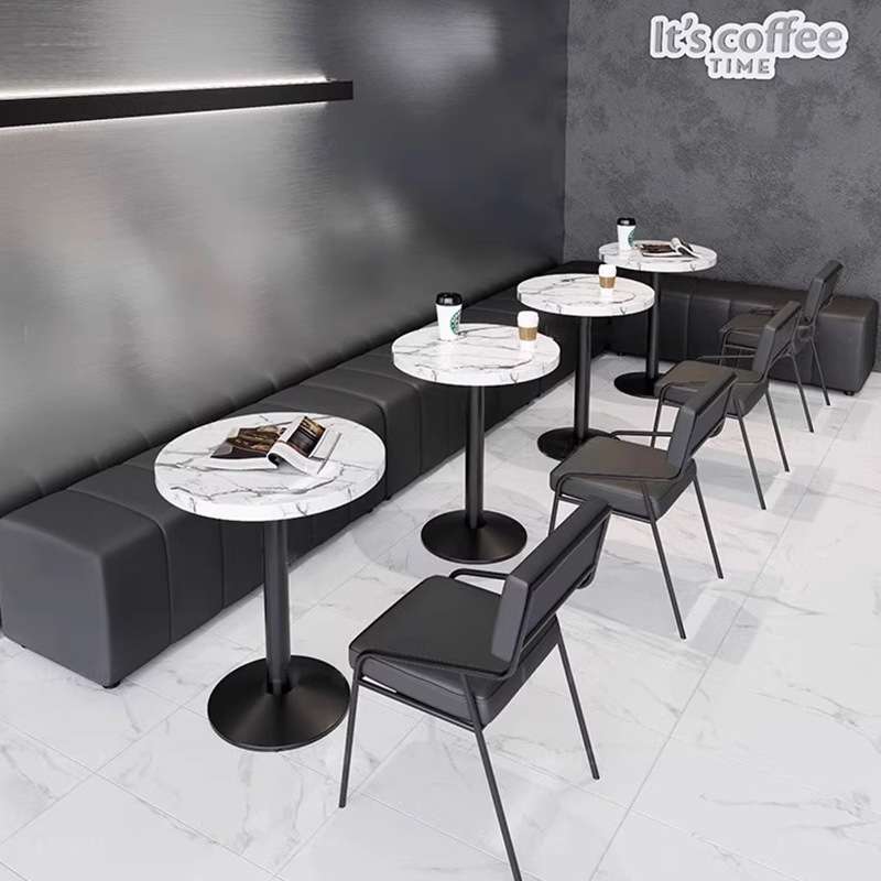 工业风咖啡厅靠墙卡座沙发简约奶茶店餐桌椅欧式铁艺成套餐桌椅