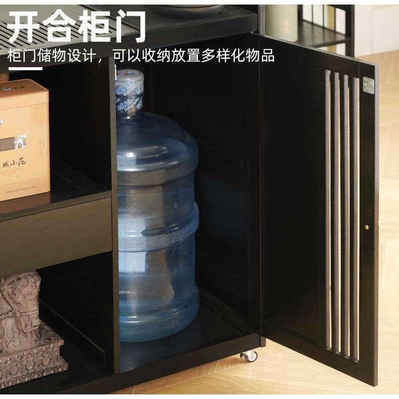 A8L移动小茶桌家用茶台实木茶车烧水壶一体茶水柜带轮茶边几功夫