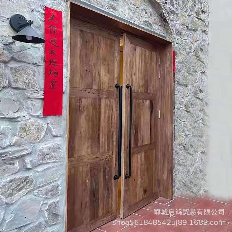别墅装修老榆木仿古大门 家用中式室内门老榆木门民宿做旧门