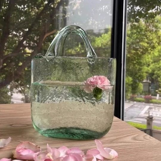 溥畔年 ins风网红包包手提桌面金鱼缸客厅小型家用创意透明玻璃花