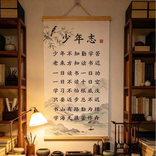 溥畔年 少年志书法字画家训挂画挂图不知勤学苦书法励志书房办公