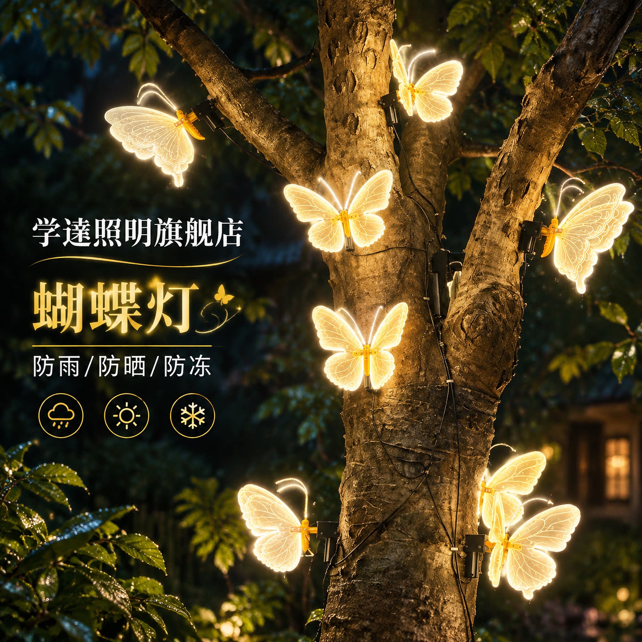 太阳能户外蝴蝶灯LED公园景区景观灯亮化氛围昆虫防水动态装饰灯