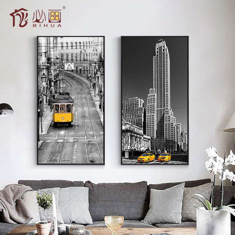 厂家直销 入户玄关挂画北欧家居装饰画巴黎印象壁画 玄关画竖版