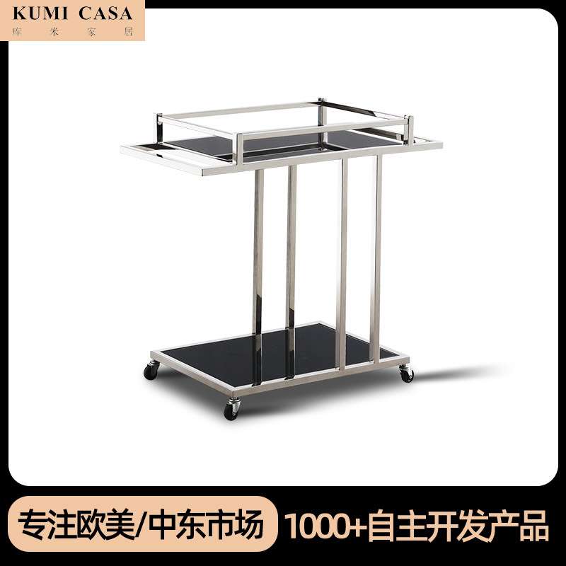 可移动简约创意玻璃边几卧室茶几客厅家用不锈钢现代沙发方形角几