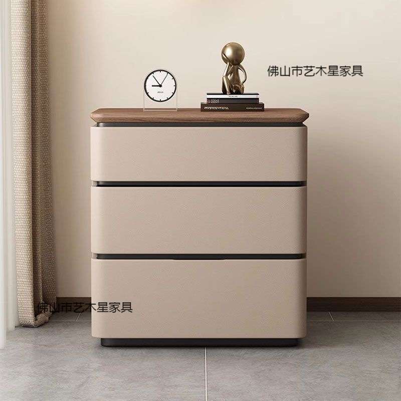 极简新款实木床头柜家用卧室床边柜现代简约三抽加宽收纳床头柜子