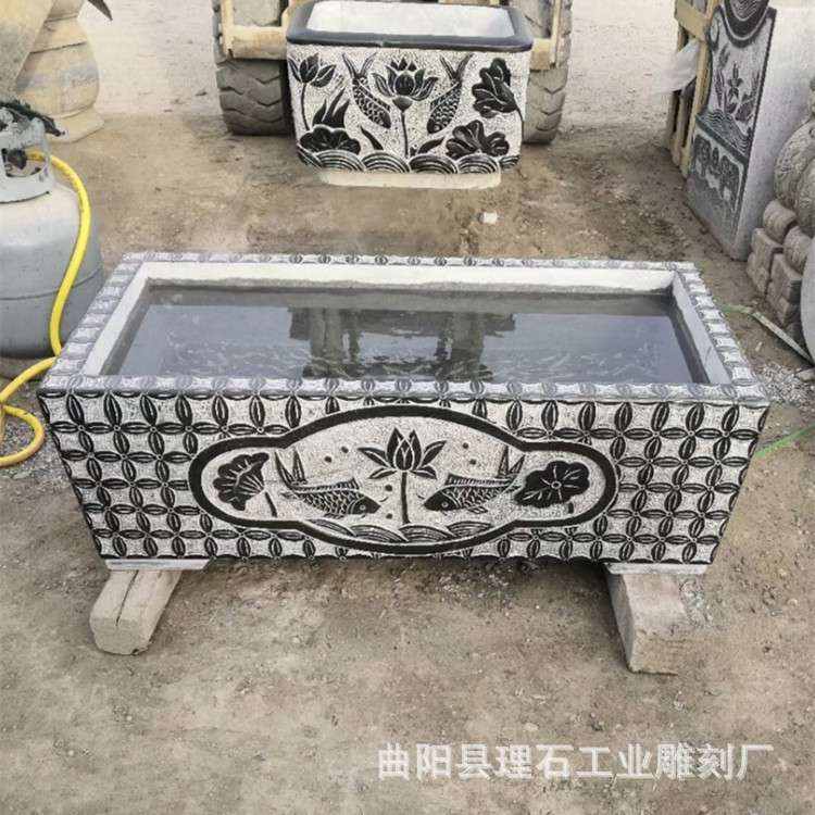 厂家 石槽石雕花盆青石水池 庭院花园养鱼石槽室内水槽
