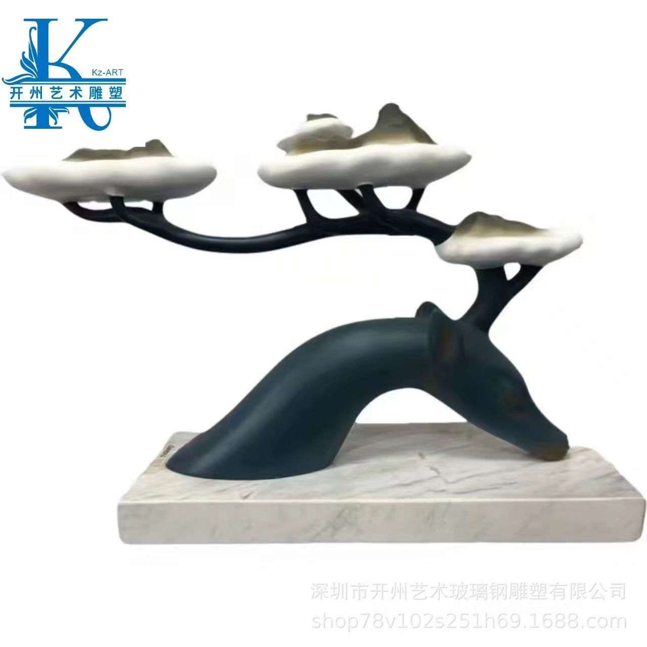 创意鹿头雕塑艺术品摆件玻璃钢工艺玄关样板房售楼处大堂软装饰品