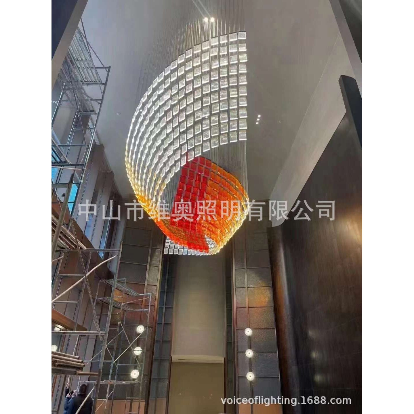 酒店大堂大型吊灯异形尺寸异形设计形状按图按样生产欢迎来厂考察
