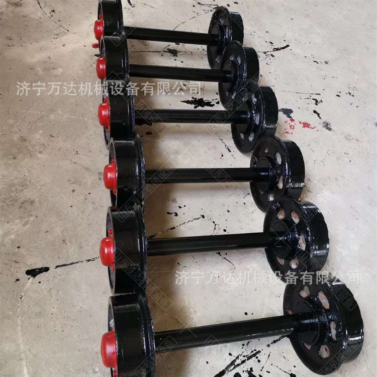 平板翻斗车空心实心轮对 300mm直径加重铸钢轮 淬火加工矿车轮对