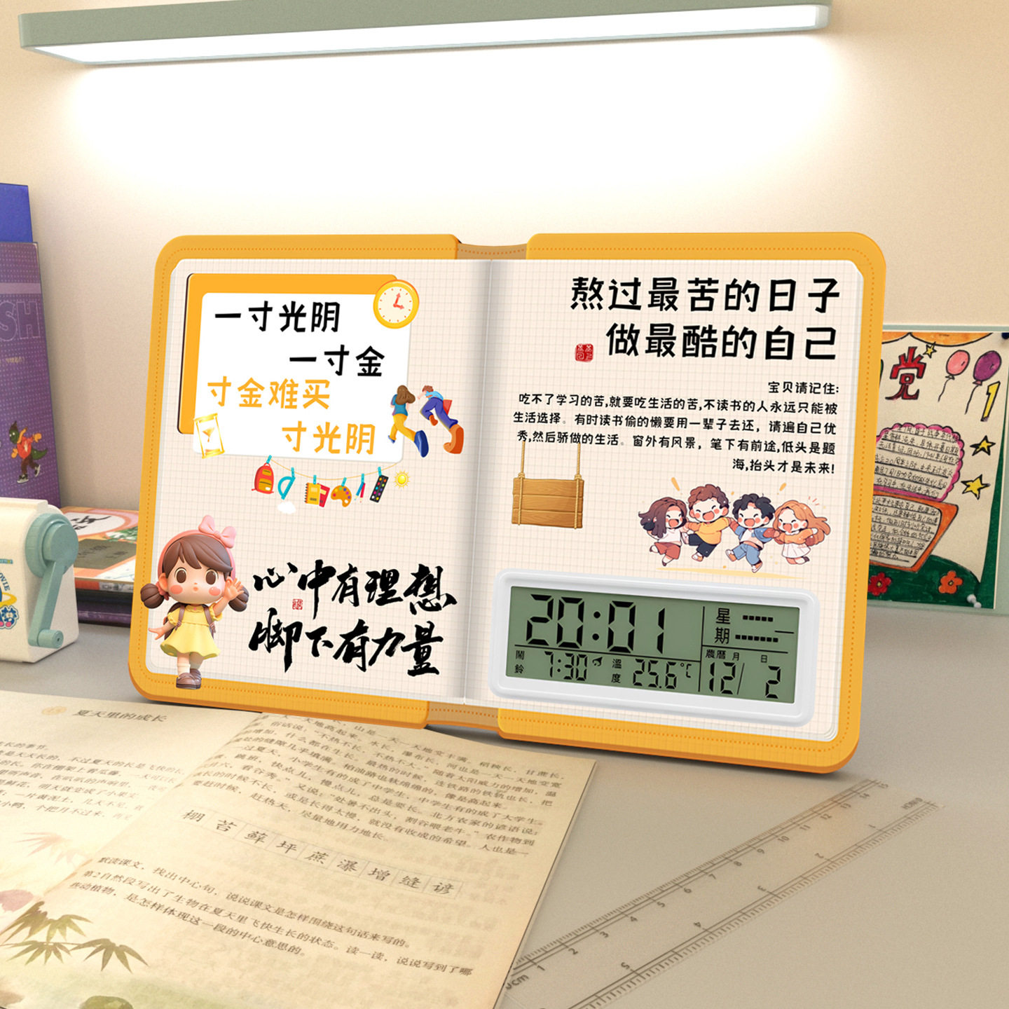 励志闹钟书桌摆件学生桌面摆台自律学习时钟创意儿童学习书房台钟