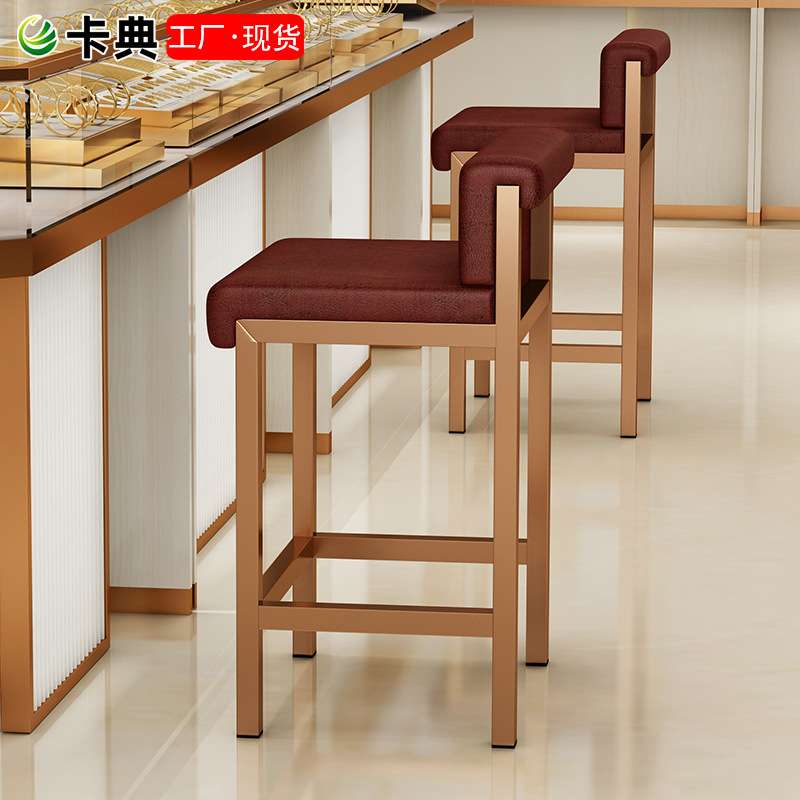 前台接待椅珠宝店吧台椅现代靠背高脚凳子柜台收银台椅子柜台凳子
