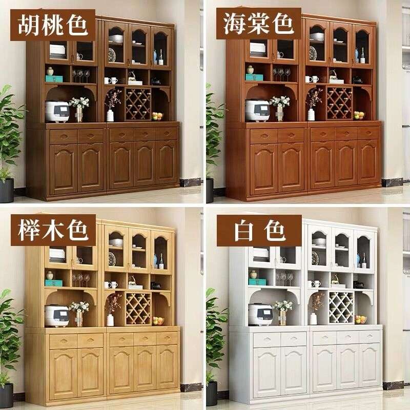 中式实木餐边柜酒柜餐厅茶水柜多功能厨房收纳柜储物柜微波炉碗柜