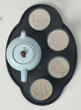 台湾陆宝史博馆联名太鲁阁之美天青色茶具礼盒送领导客户高端礼物