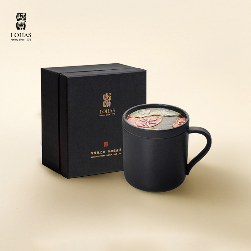 陆宝陶瓷马克杯刺绣随心陶杯大容量饮水杯办公室泡茶杯专柜同款