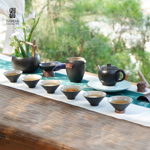 台湾陆宝茶器套装家用客厅中式功夫茶具套组陶瓷茶器礼盒装居山水