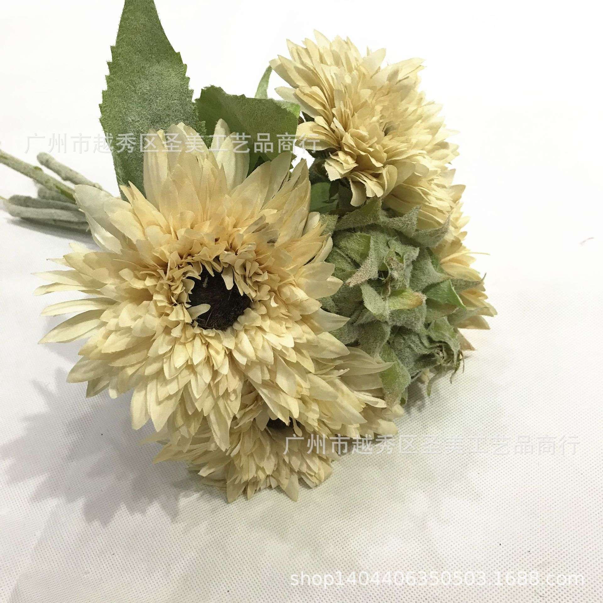厂家直销仿真花束6支/扎太阳菊家居摆件婚庆花饰高档欧式仿真花