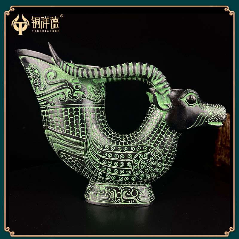 青铜器仿古牛头牛角杯 十二生肖摆件酒樽帝王杯古代酒杯