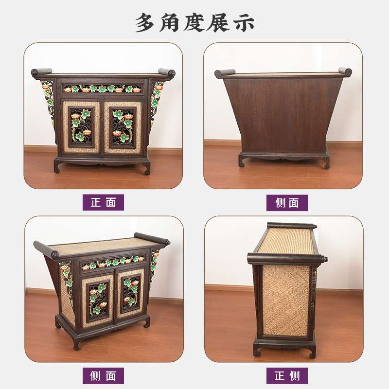 东南亚复古风格家用卧室床头柜客厅柜子泰式实木制雕花竹编收纳柜