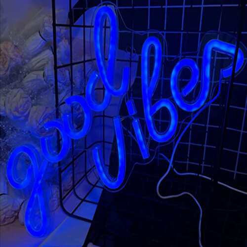 亚马逊新款背板霓虹GOOD VIBES派对美好氛围装饰小夜灯墙挂霓虹5V