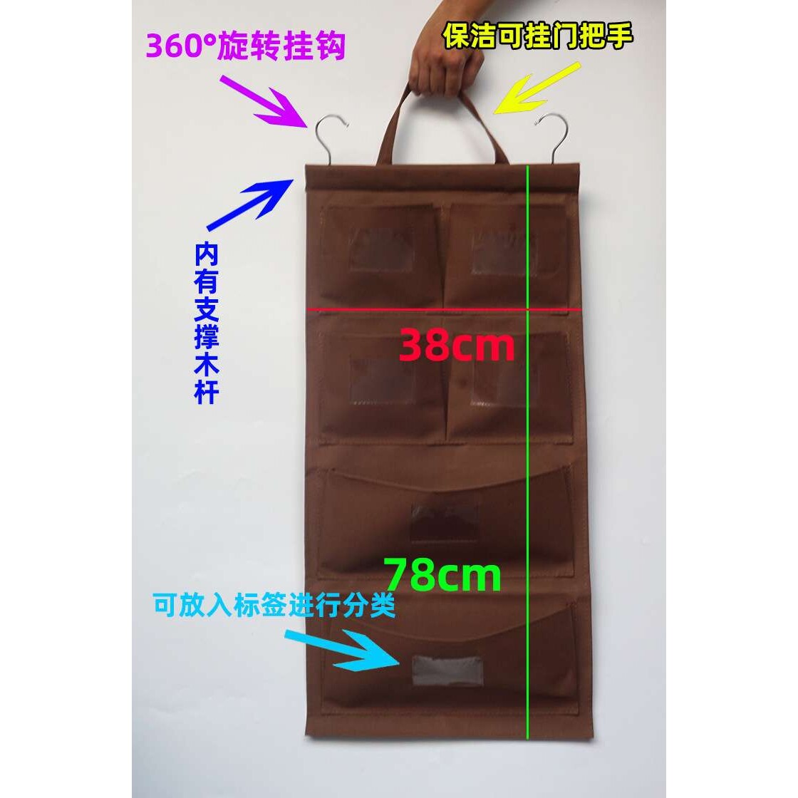 挂式收纳袋杂物袋客房工作车抹布袋挂袋清洁车布草车分类抹布挂袋