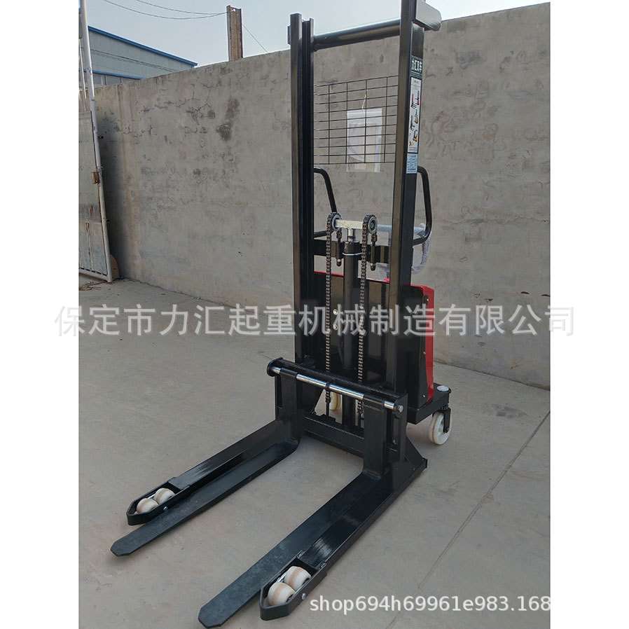 沪欣厂家 半电动堆高车充电式电瓶叉车液压升高车搬运卸货铲车