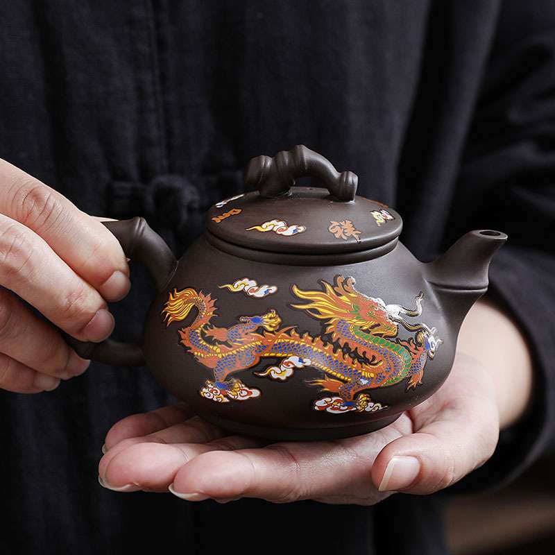 遇热变色龙凤呈祥紫砂凤鸣壶纯半手工茶壶出水鸟叫泡茶壶西施壶