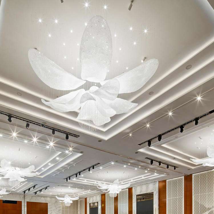 酒店中式工程灯具创意花瓣吊灯造型灯商场沙盘售楼部大型艺术吊灯