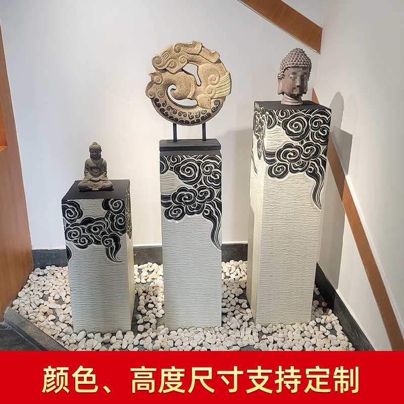 禅意仿古祥云底座柱栓马柱摆件装饰品过庭院国潮道玄关落地展示柱