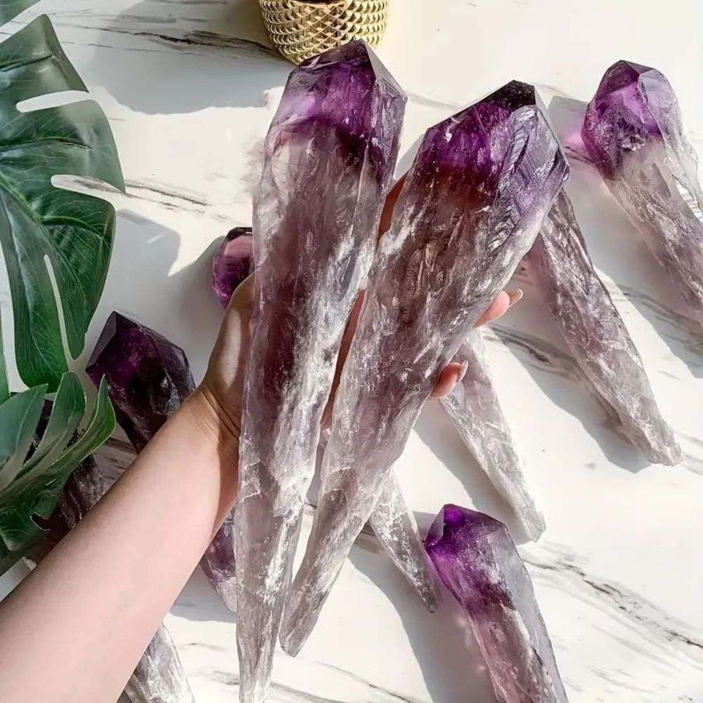 乌拉圭天然紫水晶权杖骸骨骨干紫晶石原石原皮矿石水晶工艺品摆件