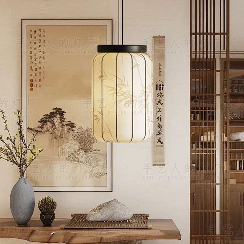 宋代美学新中式吊灯布艺禅意茶室书房酒店民宿餐厅玄关卧室床头灯