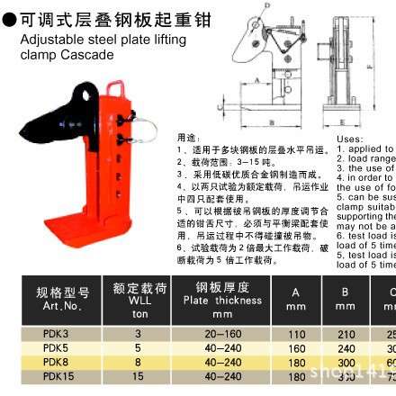 神州SW703可调式多层钢板钳厂家直销  吊具夹钳 起重吊钩价格
