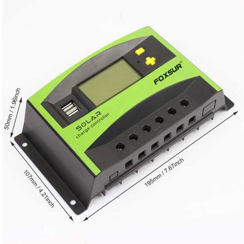 FOXSUR Solar Charge Controller 40A PWM 12V 24V Auto LCD